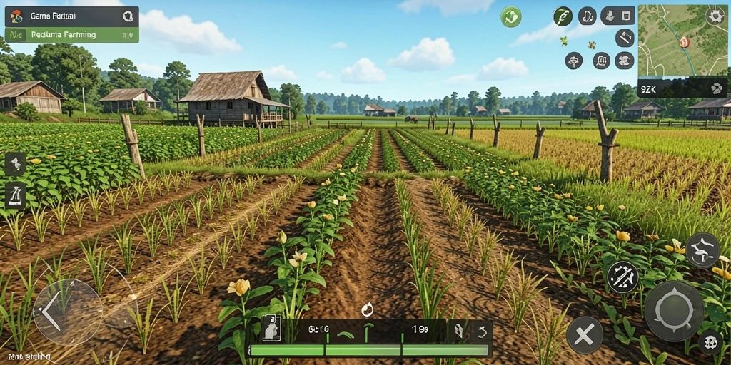 Gameplay Farming yang menarik dan penuh warna di 9ZK.