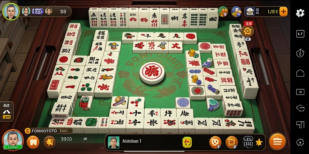 Screenshot FOMOTOTO menampilkan gameplay menarik dengan suasana Mahjong yang menawan.