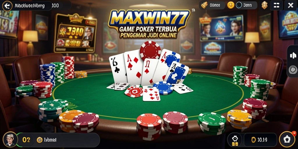 Tampilan gameplay poker yang seru di MAXWIN77