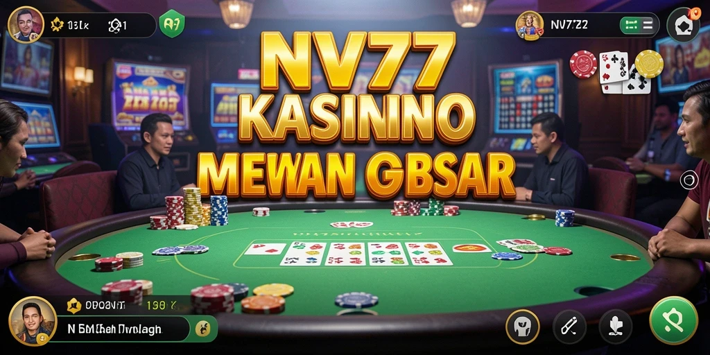 Screenshot gameplay NV77 menampilkan suasana kasino yang mendebarkan.