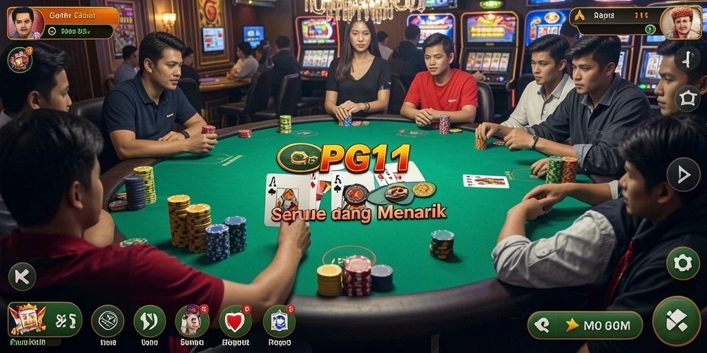 Tampilan gameplay poker yang menegangkan dan seru.