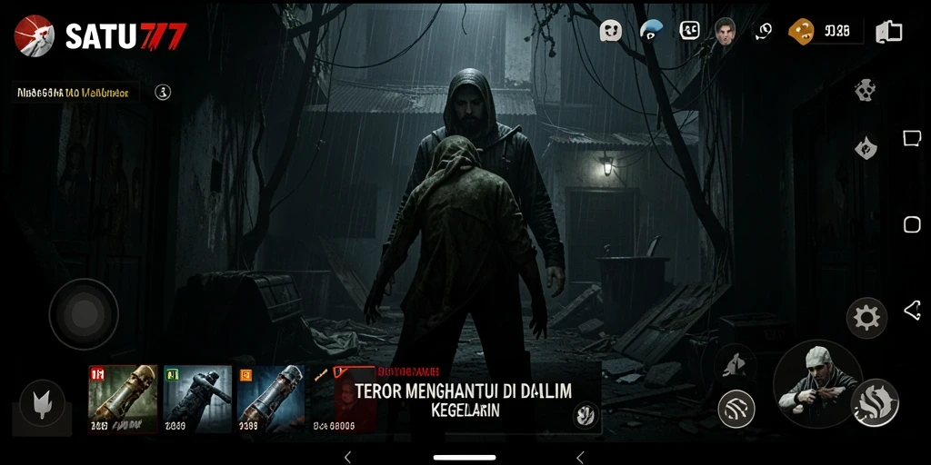 Tampilan gameplay mencekam dari SATU77 dengan suasana Horror yang intens.