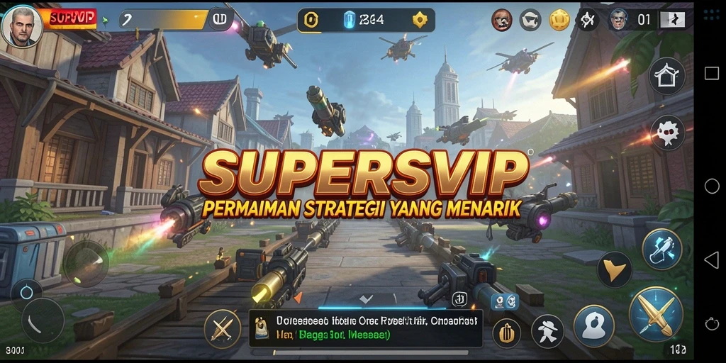 Tangkapan layar permainan SUPERSVIP menampilkan aksi strategi yang intens.