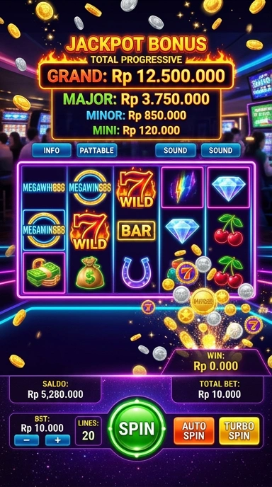 Tampilan beranda aplikasi megawin888 yang menarik.